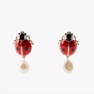ZARA Ladybug Pearl Earrings